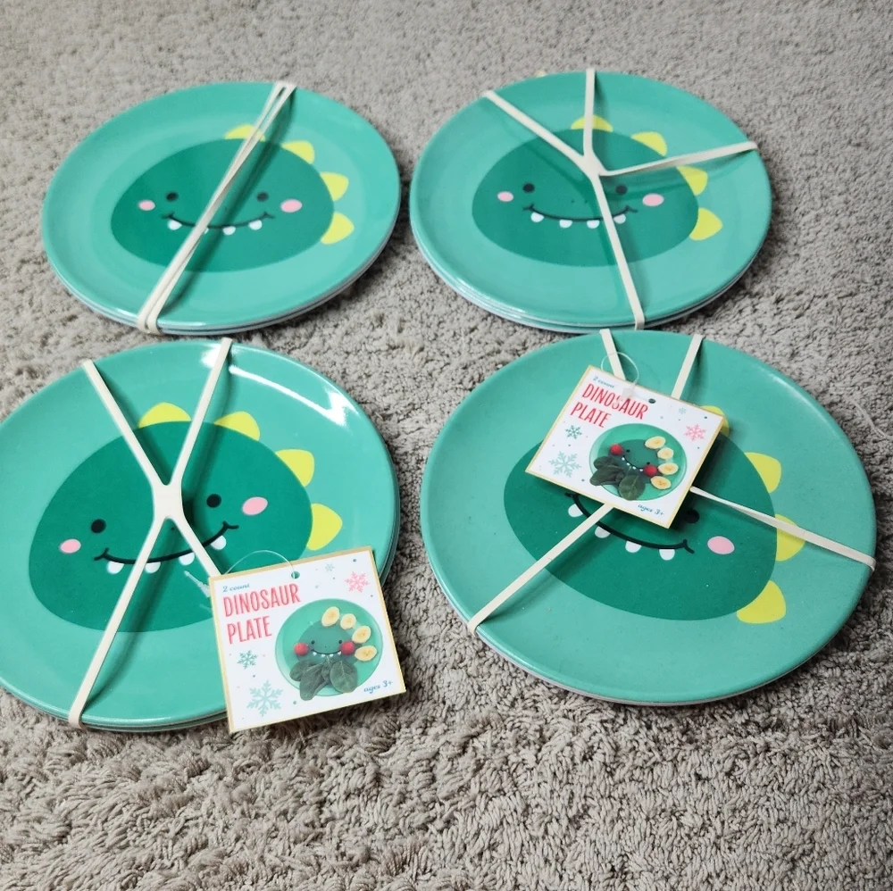 Dinosaur Melamine Plates - Set Of 8 - Green - Target